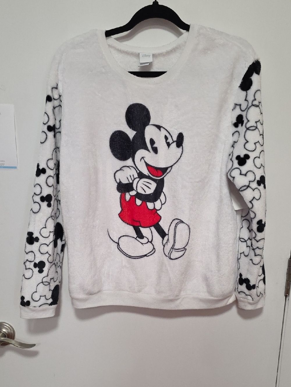 Disney Mickey Mouse Plush Crewneck Sweatshirt with Red Accent Size Lg Jr 11-13